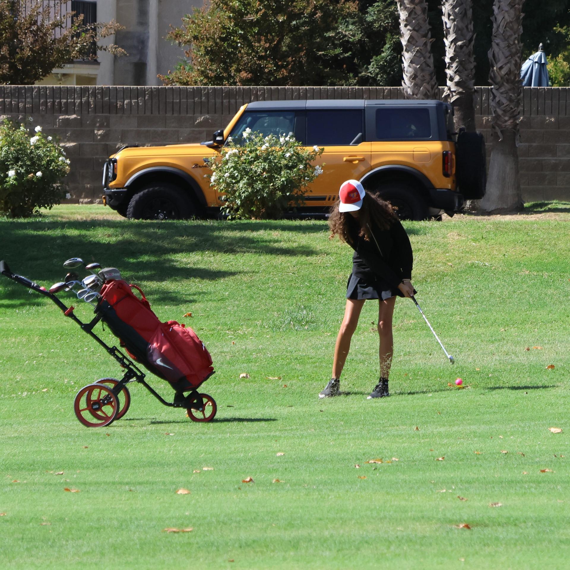 Girls golfers in action at the championships