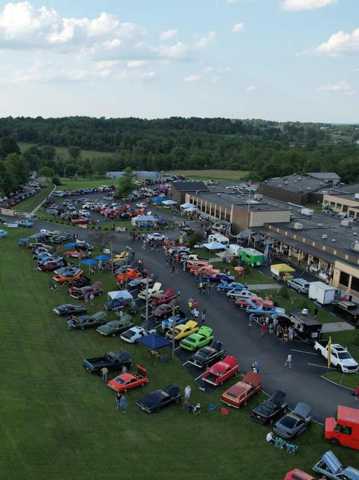Aerial photo of car show