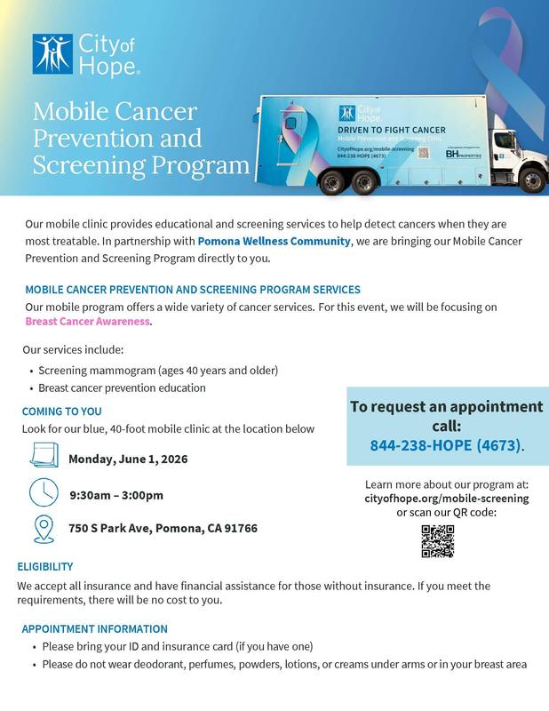 Mobile Mammogram Clinic Coming to Pomona June 1 - image for web