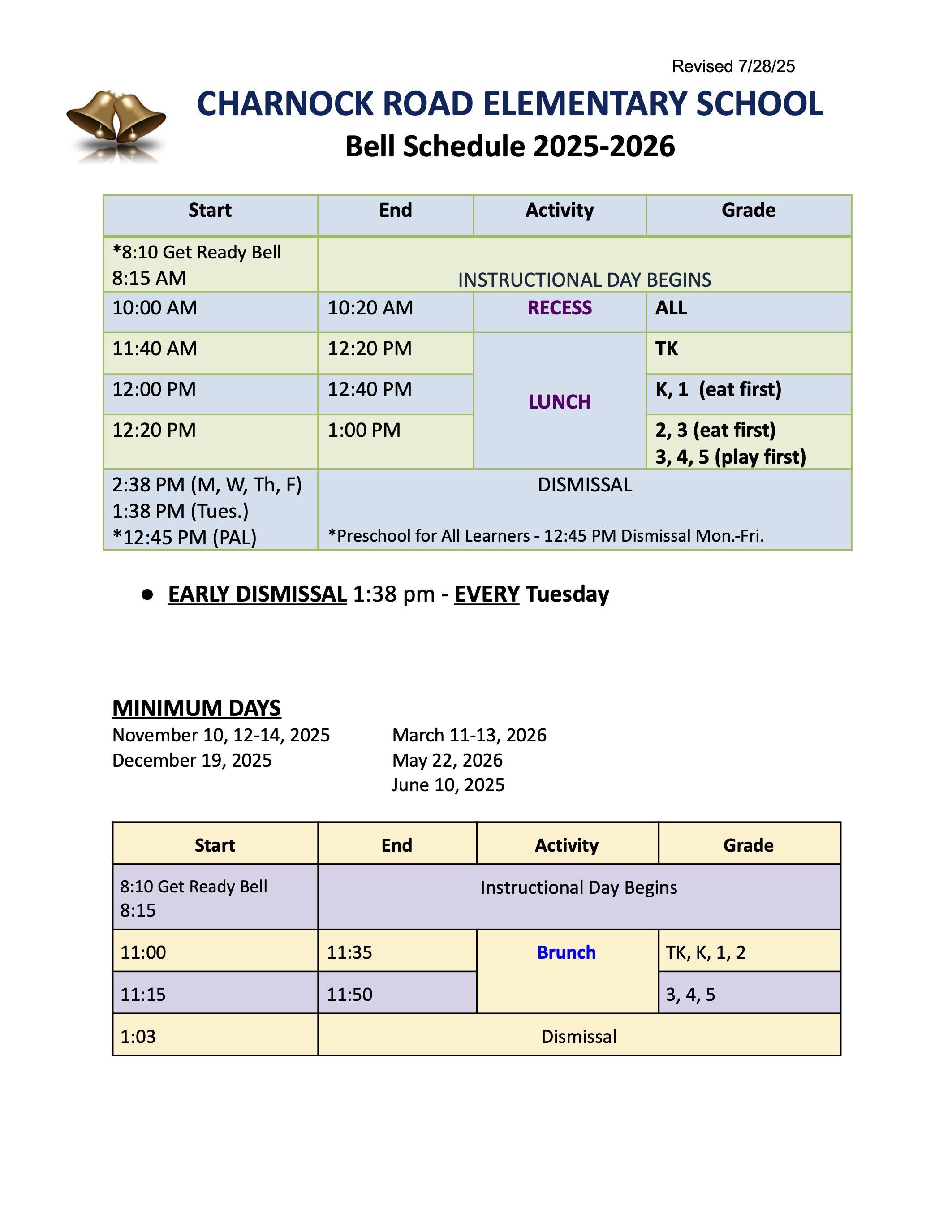 bell schedule
