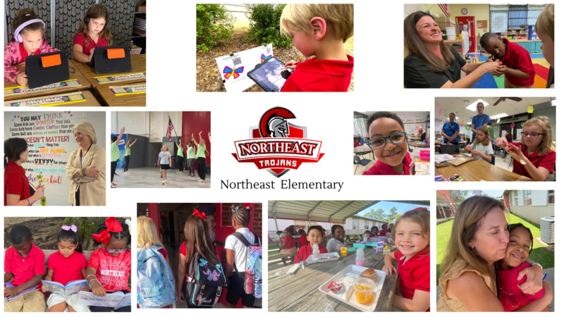 Northeast Elementary Graphic Featuring Student and Teacher Interactions