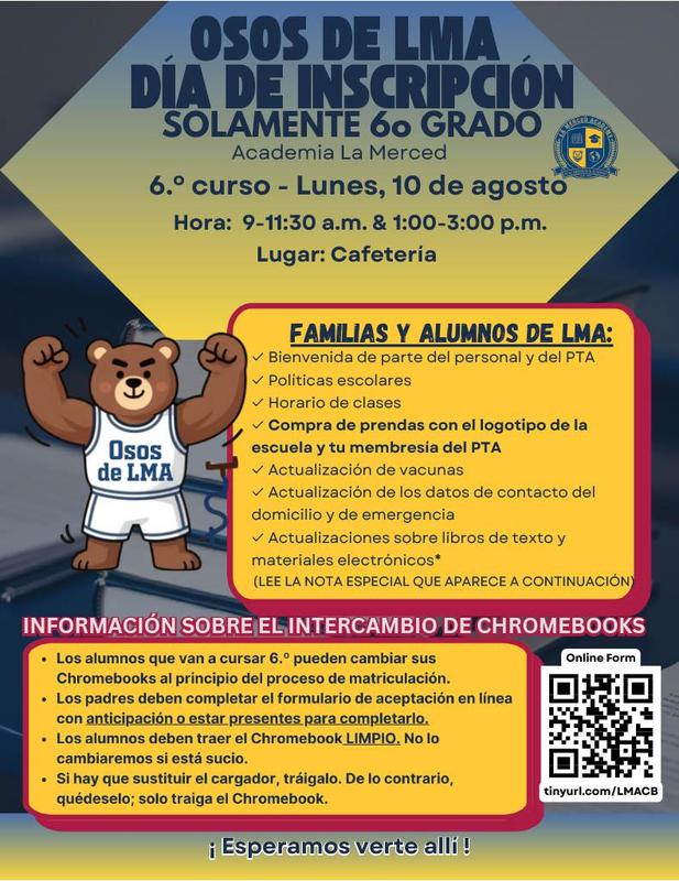 Registration Day 6th Grade spanish