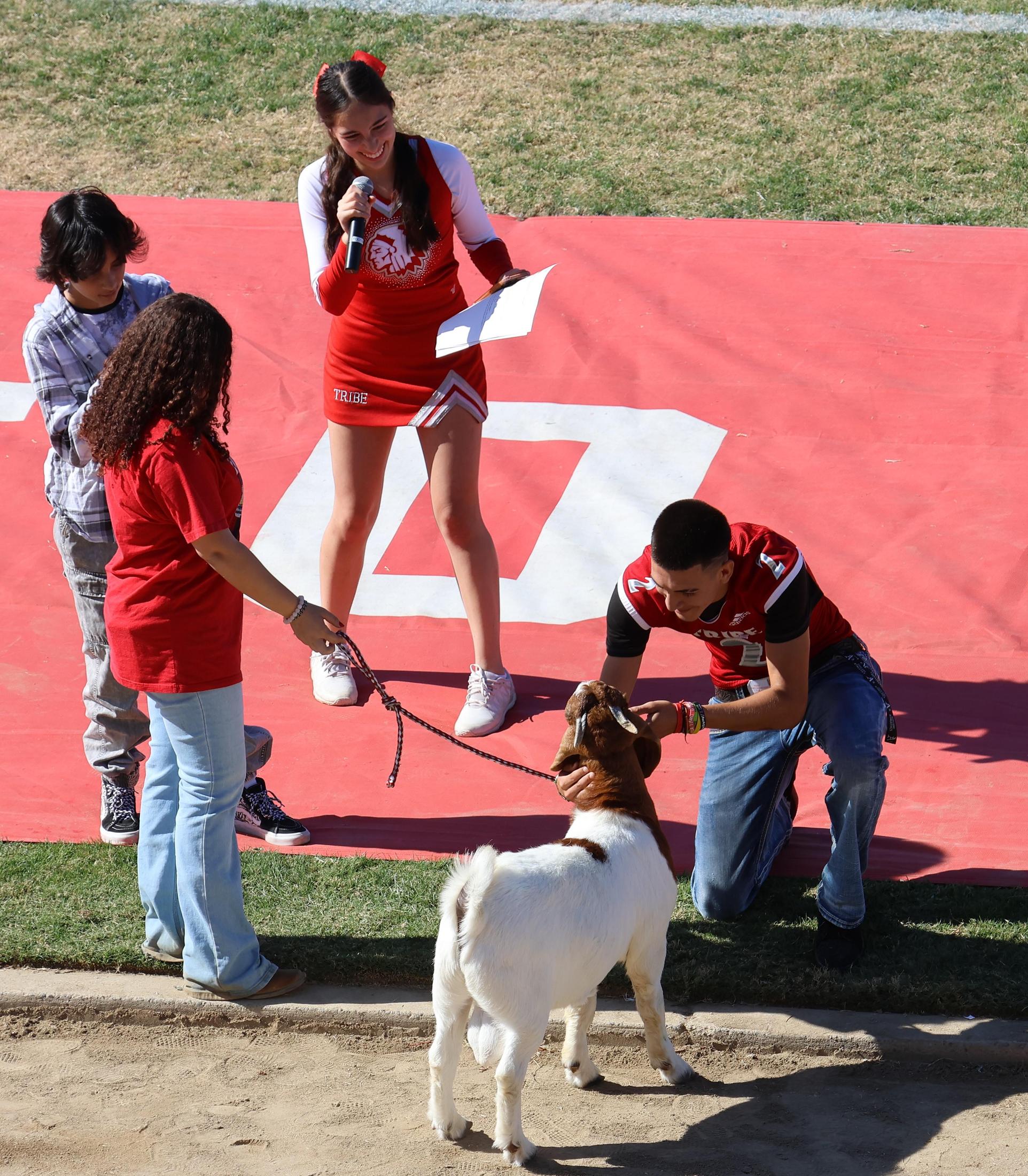 students and staff at the homecoming rally