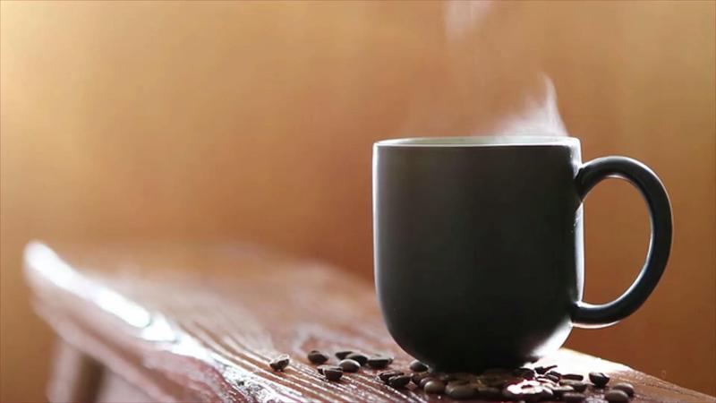 Steaming cup of coffee