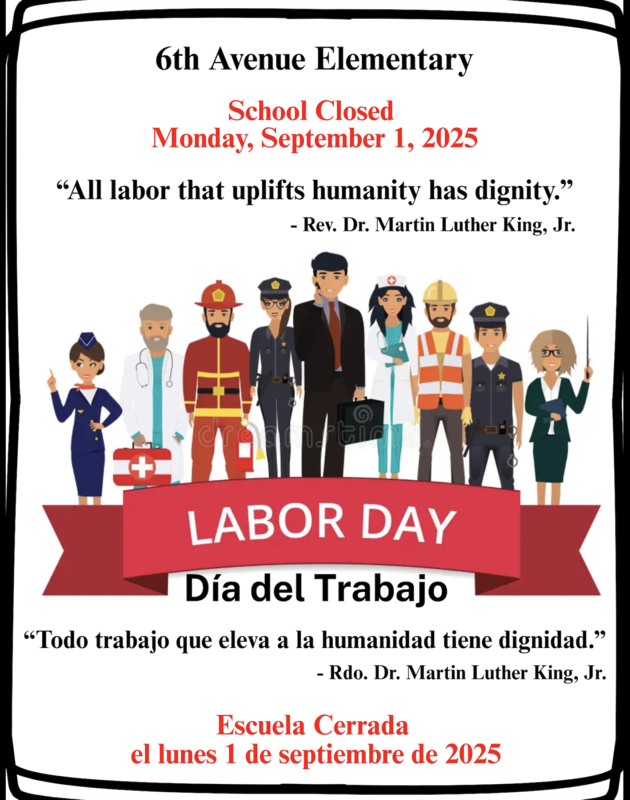 School Closed Monday/Escuela Cerrada Lunes, 9/1/25