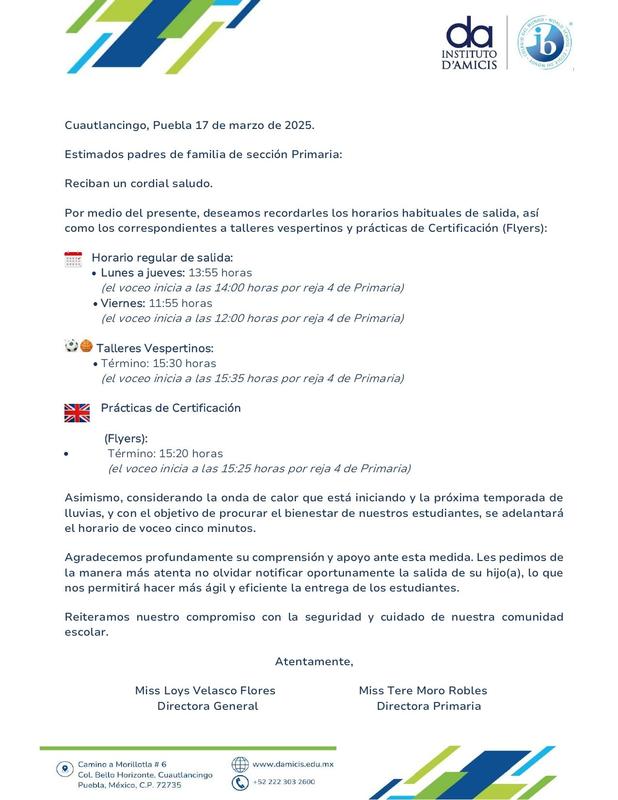 Horario de Voceo Talleres Vespertinos y Prácticas de Flyers Featured Photo