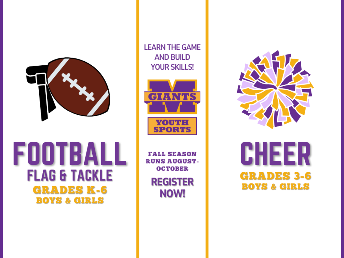 promo graphic - Marion Youth Sports - football and cheer