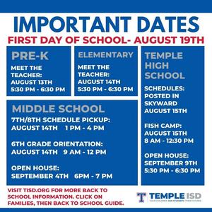 Back to school dates