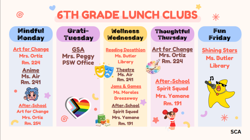 6TH GRADE LUNCH CLUBS