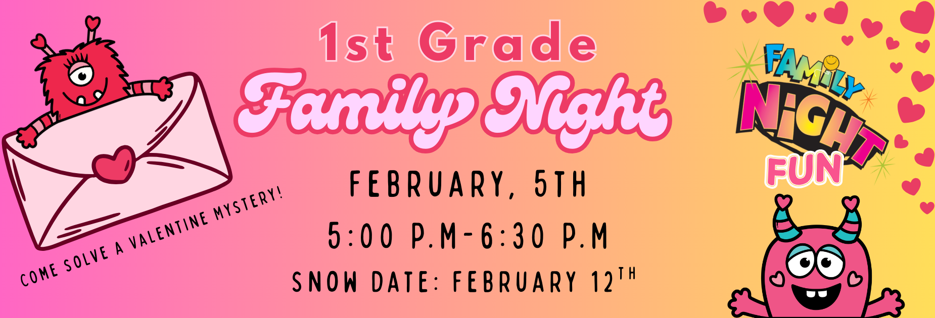 1st Grade Family Night Feb. 5th