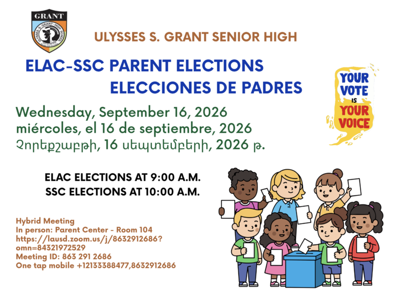 ELAC-SSC Parent Elections - Wednesday, Sept. 16, 2026 - Hybrid Meeting Featured Photo
