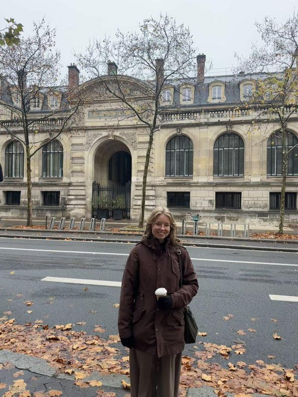 Elaina outside PSL University in Paris