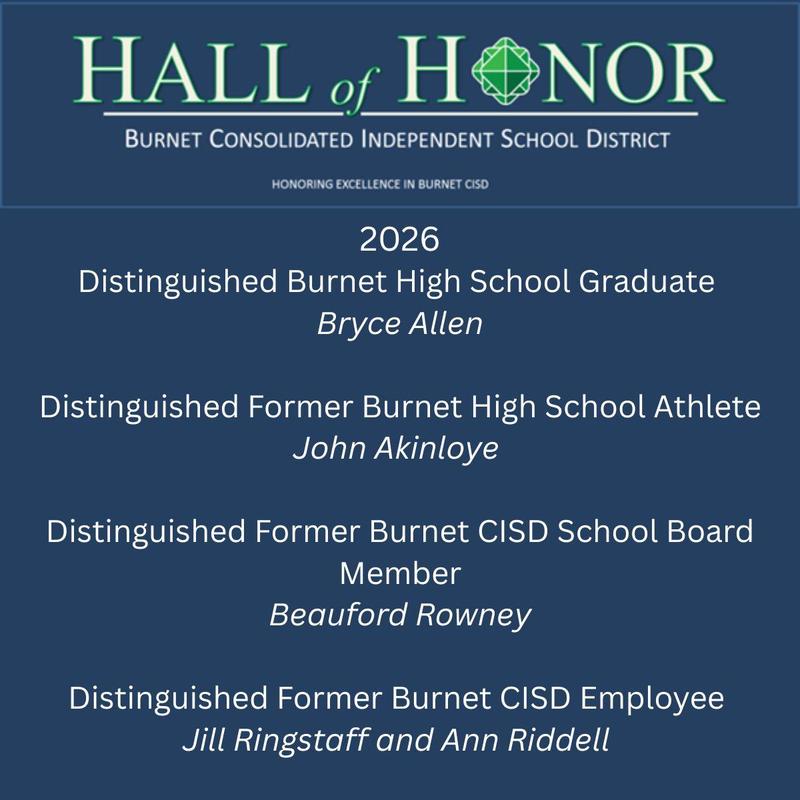 Congratulations to the 2026 Hall of Honor Inductees! Featured Photo
