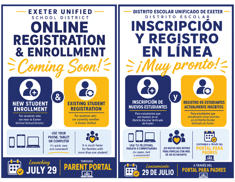 blue and yellow enrollment flyer