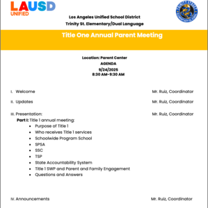 Parent title one meeting