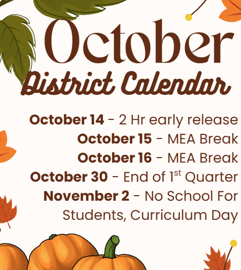 INformation regarding the days off in October