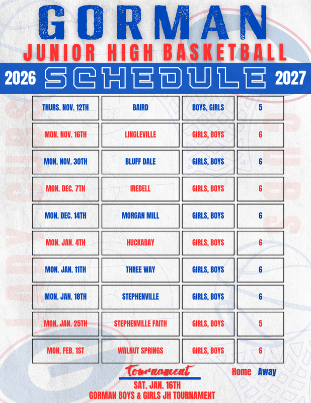 JUNIOR HIGH BASKETBALL SCHEDULE 2026-2027