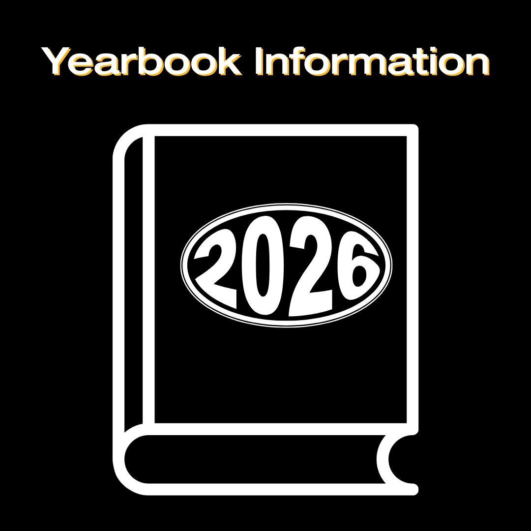 Image States "Yearbook Information" with a book cover with '2026' on it.