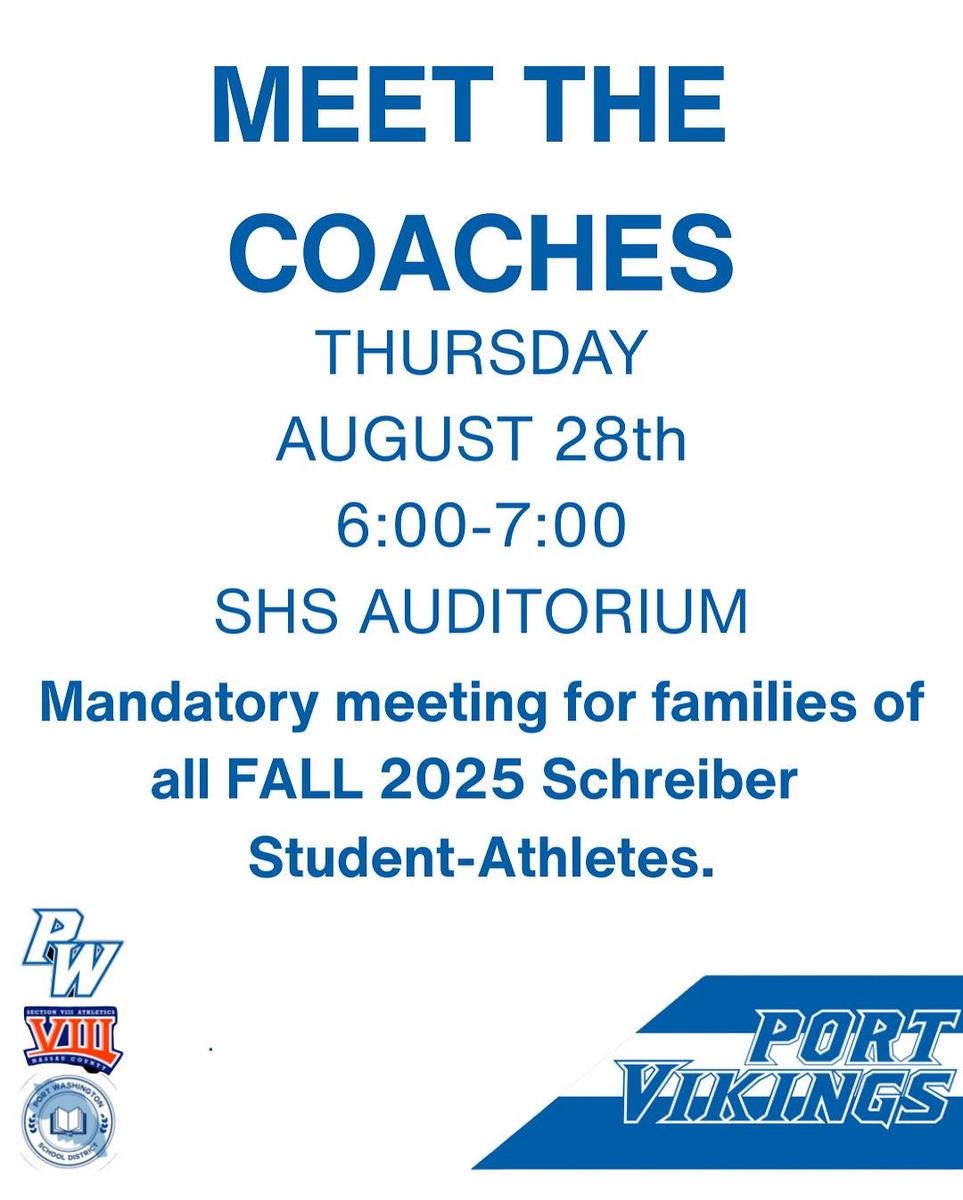 Fall meet the coaches 8/28 6:00 SHS auditorium