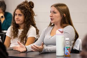 A student speaks during the forum