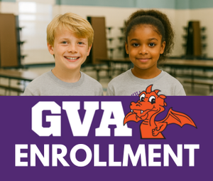 GVA-DC logo with Enrollment and two children smiling at the camera