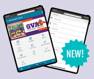 Phone screens showing new parent APP with a teal sunburst saying New