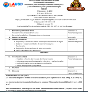 SSC/ELAC Orientation Flyer Spanish