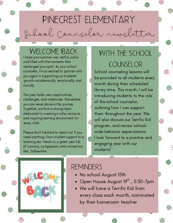 August School Counselor Newsletter
