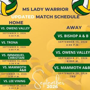 MS volleyball schedule