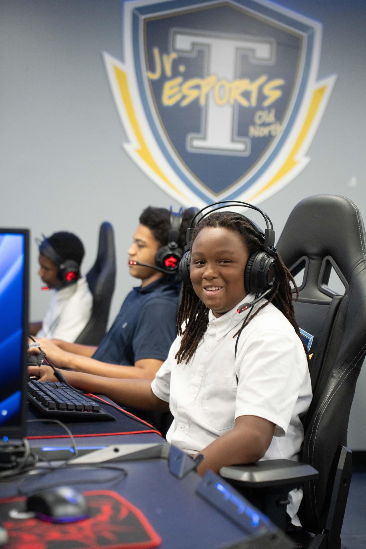 Esports student at computer