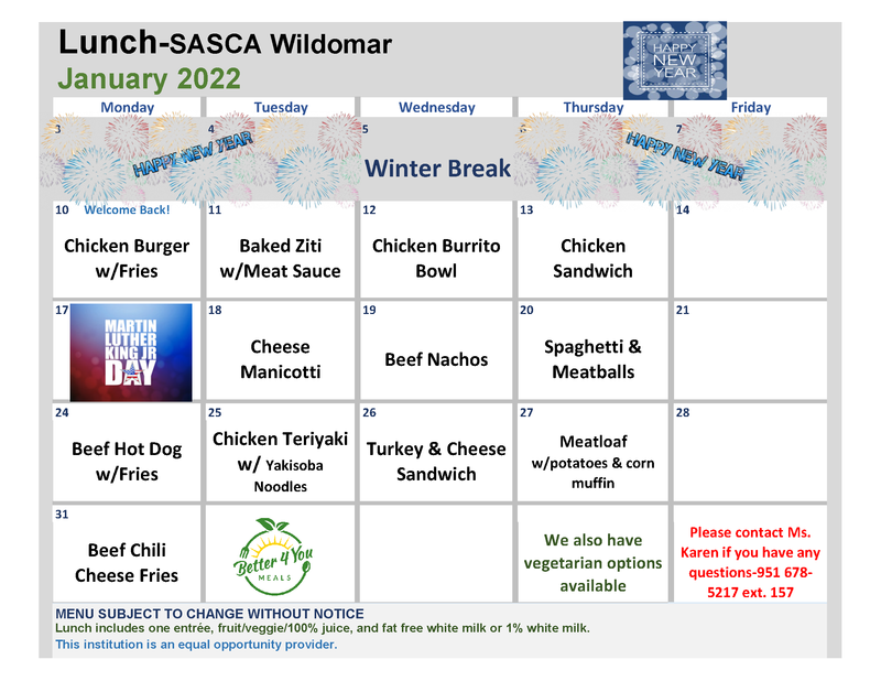 January Lunch Menu Featured Photo