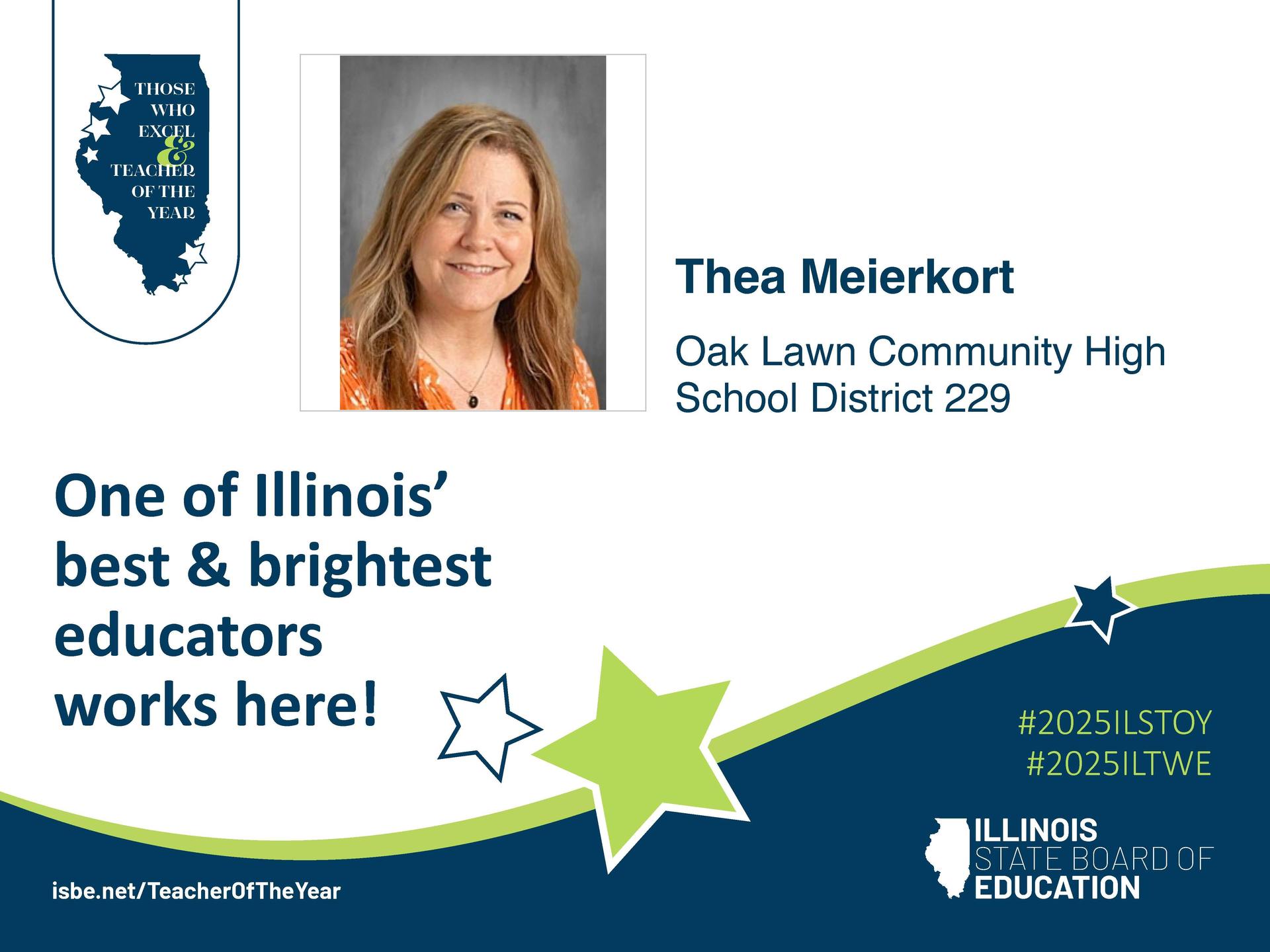 staff picture of Thea with Award description