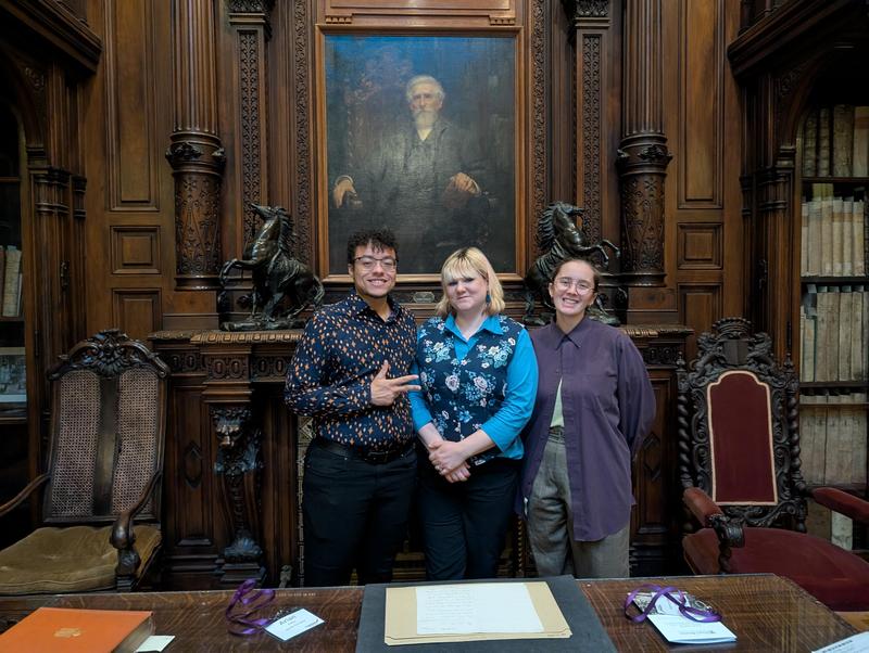 Mr. Finley, Mrs. Hurn, and Mrs. Deaton at the UPenn Library.