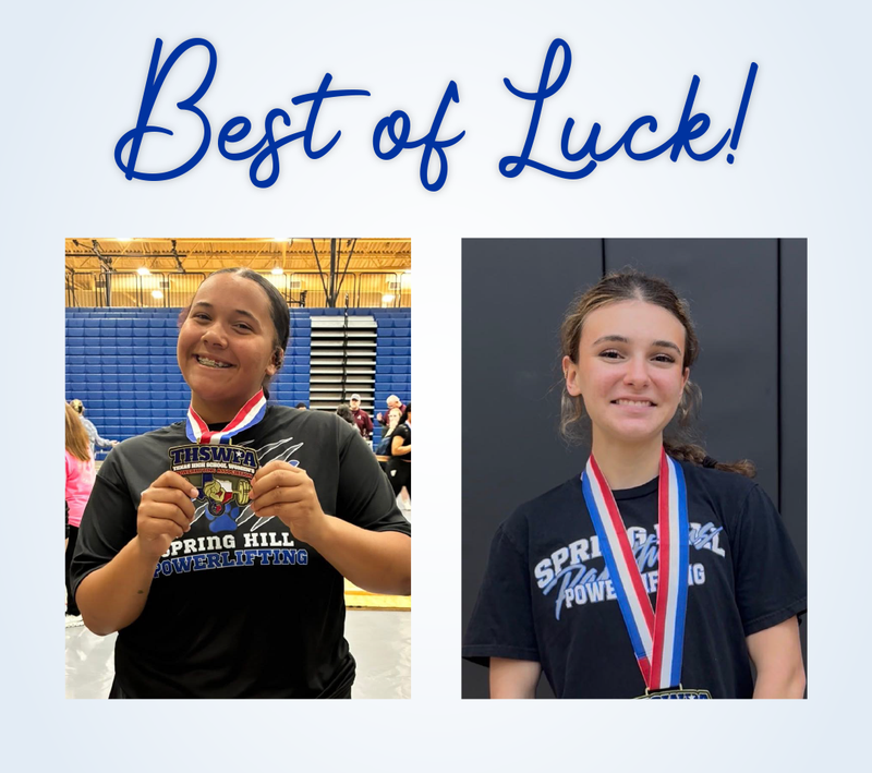 Best of luck to Spring Hill’s Emma Copeland and Ayva Spakes as they represent Spring Hill at the Texas High School Women’s Powerlifting Association 2026 State Championships!   #PantherProud