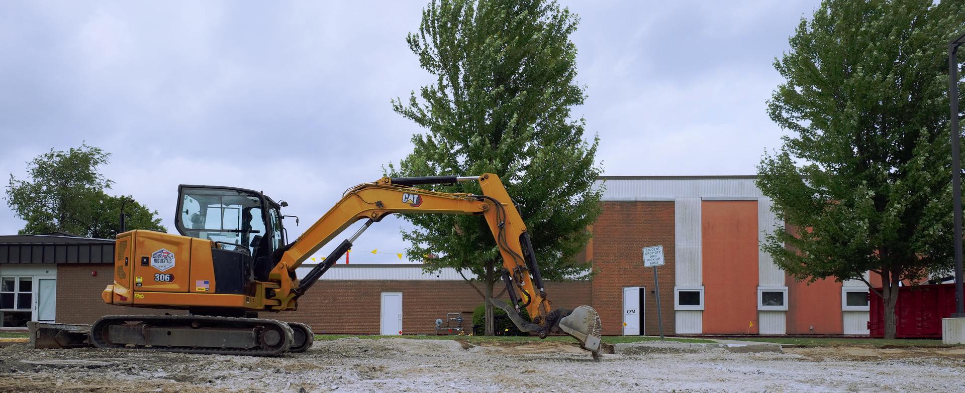 construction equipment at the Babcock building