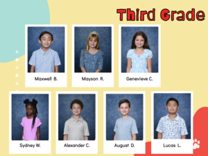 Yellow background with white, red and blue splashes of color announcing Parkway citizenship students