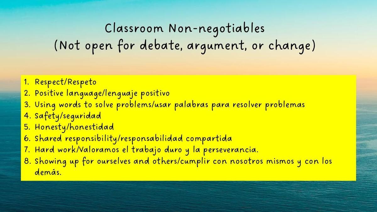 Classroom non-negotiables