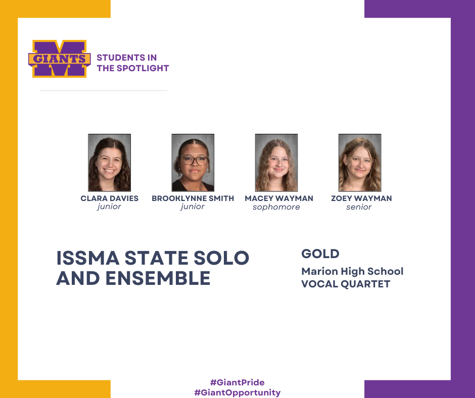 promo graphic - ISSMA State Solo & Ensemble 2026 - MHS vocal quartet