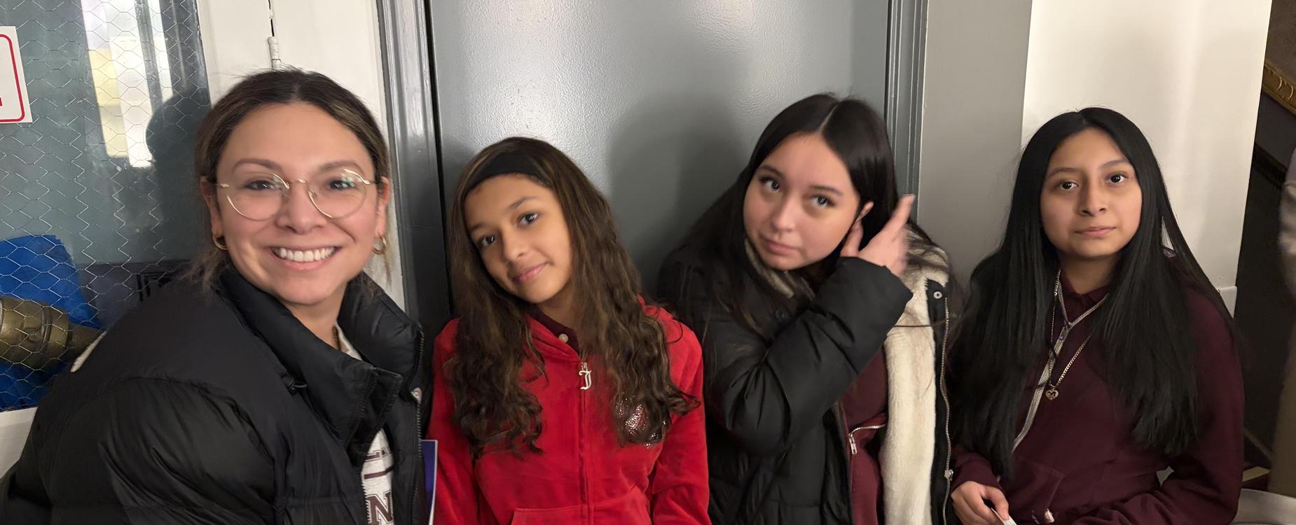Teacher with 3 students on a trip
