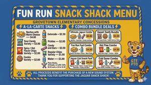 Image of Boosterthon Fun Run snack offerings and snacks.