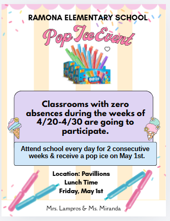 April Popsicle Attendance Incentive