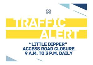 a blue and white background with the words Traffic alert highlighted in yellow