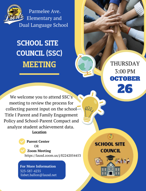 SSC Meeting Parmelee Avenue Elementary and Dual Language School
