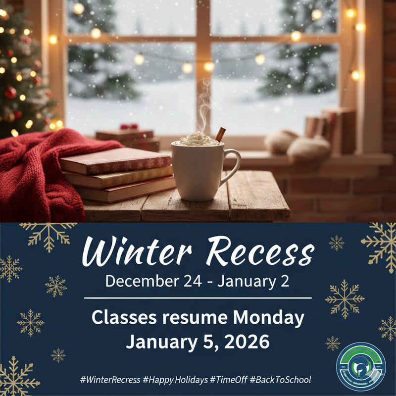 A cozy and festive winter scene with snow, maybe some warm drinks, and a hint of celebration.