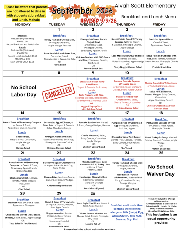 Revised Menu 9/9