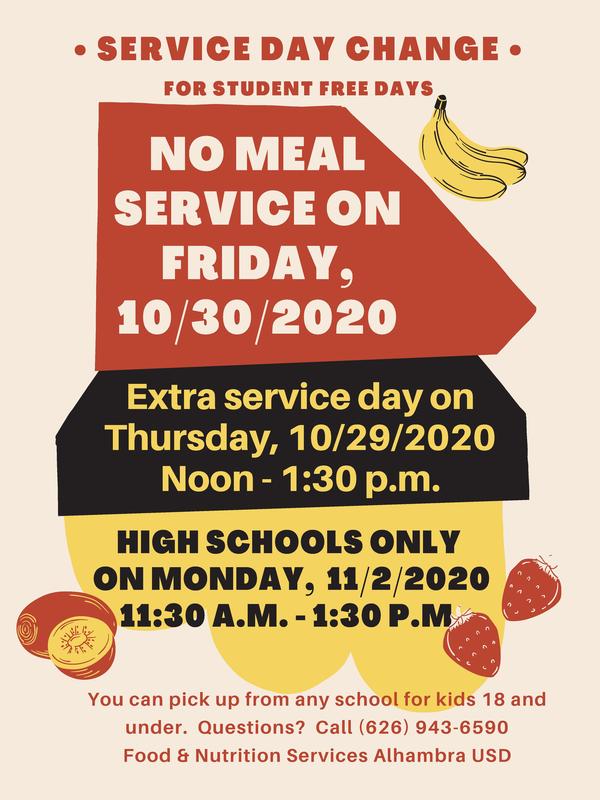 Schedule Change for Meal Services Featured Photo