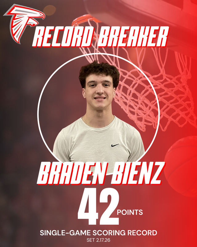 headshot of Braden Bienz with Basketball hoop and ball in background