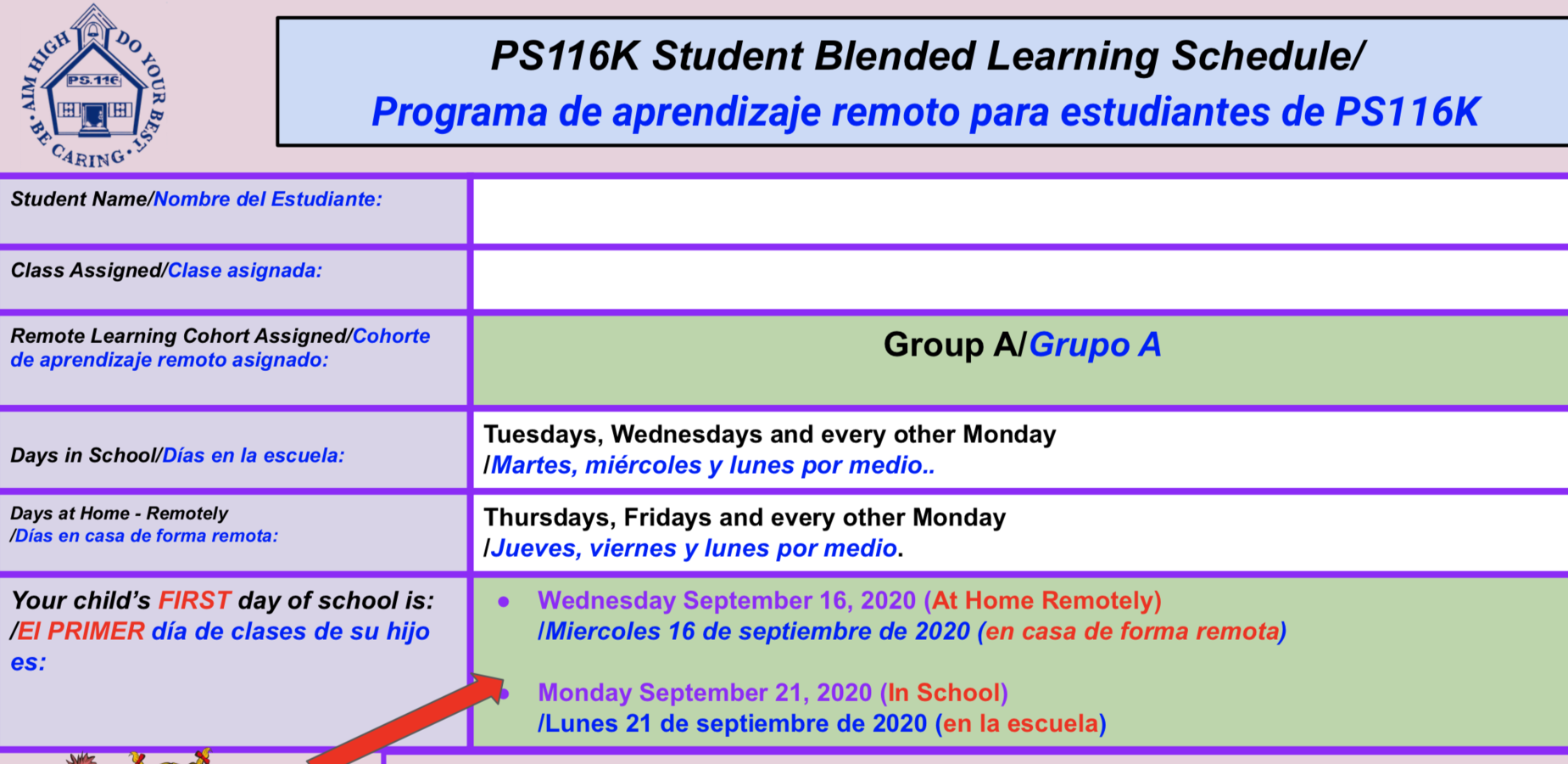 Group A Learning Schedule