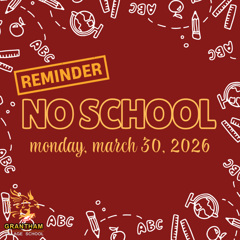 No School Monday, March 30, 2026