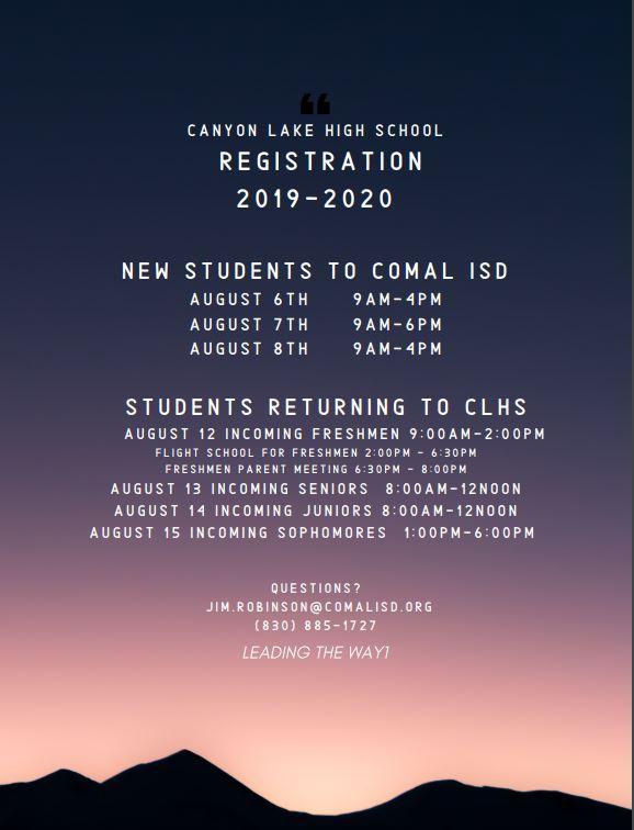 Registration at Canyon Lake High School Canyon Lake High School